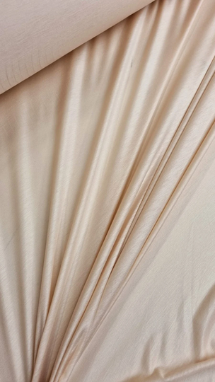 Powder Beige Viscose & Silk Single Jersey, Knit Jersey Fabric, Skin Medium Weight, Stretchy Material For T-Shirt