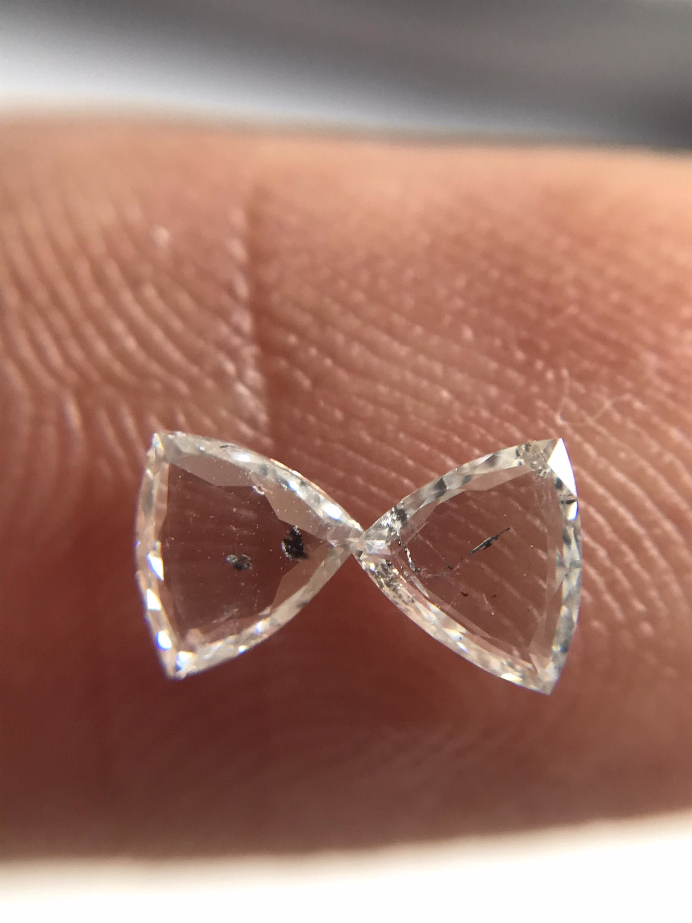 0.35Ct 2 Pcs Salt & Pepper Diamond Portrait Cut Pair Of Trilliant Shape Natural