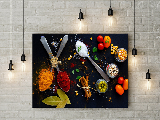 Herbs & Spices Canvas in The UK Glorious Wall Art Decor Hanging Picture Print Kitchen Cooking Cook Gift Home Vibrant Colour Tomato Dine