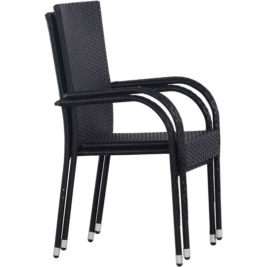 Chair Set, 2 Stackable Chairs with Contemporary Style Powder Coated Steel Frame for Patio - Flkwoh
