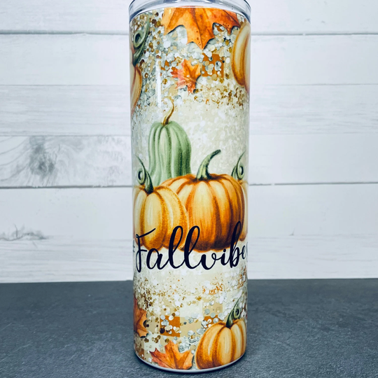 20Oz Skinny Tumbler Pumpkin Spice Season, Lattes, Fall Vibes, Stainless Steel Tumbler, Personalized Autumn