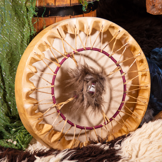 Mystery Shamanic Drum, Red Deer With Moonstone Crystal, Custom Made