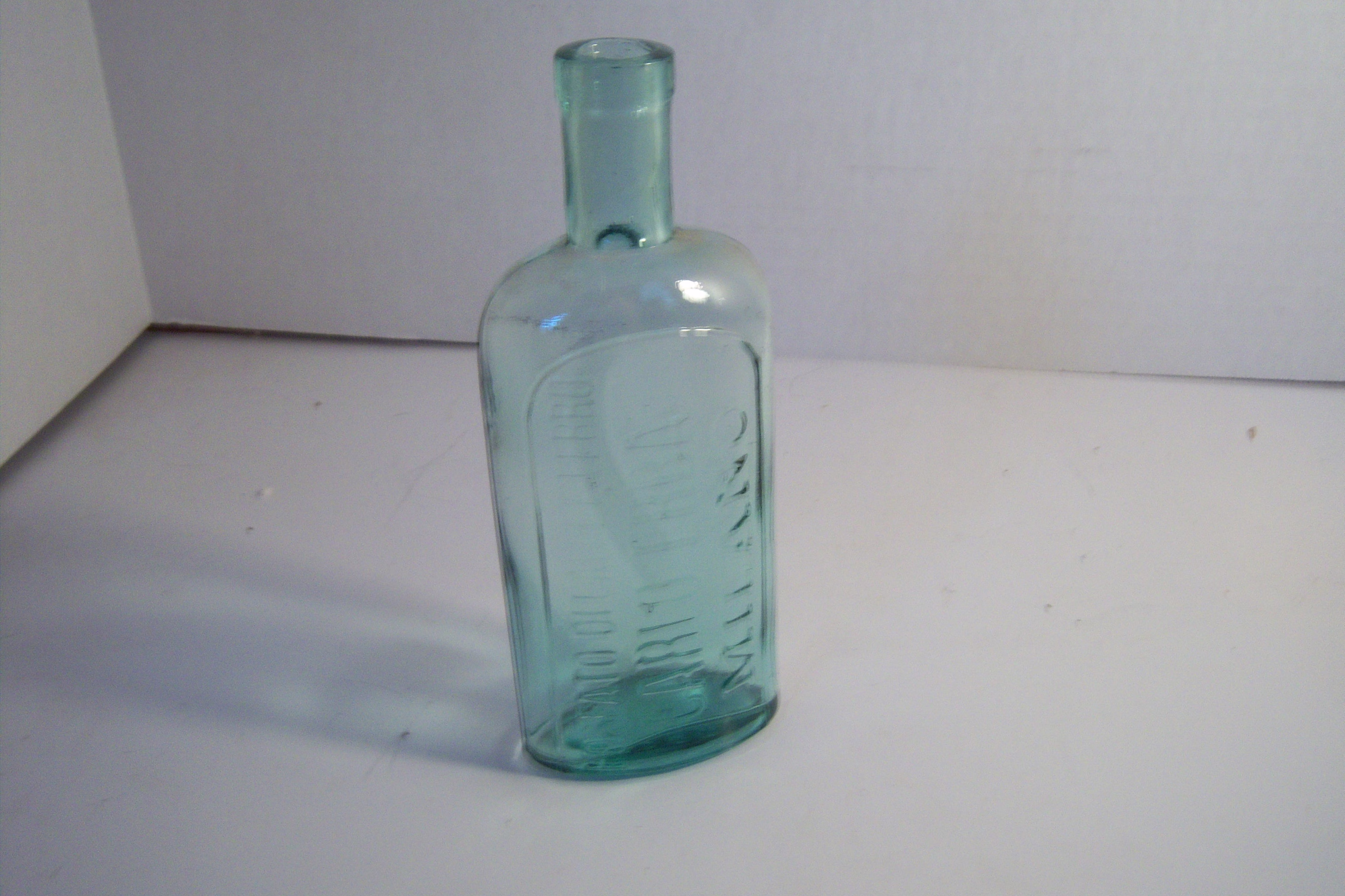 1890's Carlo Erba Milano 6 3/4 Inch Tall Greenish Aqua Italian Medicine Druggist Pharmacy Bottle