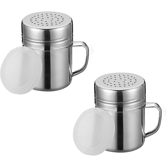 2pcs Kitchen Sieve, Flour Sprinklers Stainless Steel Sieve Pastry Shaker Chocolate Icing Kitchen Sieve, for Cocoa Coffee Sugar Salt Shaker