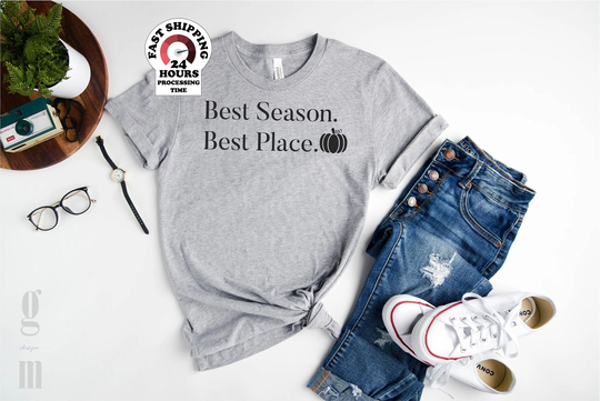 Thanksgiving Shirt, Best Season Place Fall T-Shirt, Autumn Shirt Women, Plus Size, 4xl, 5xl