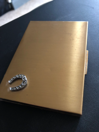 Signed Vanity Fair Gold Tone Powder Compact