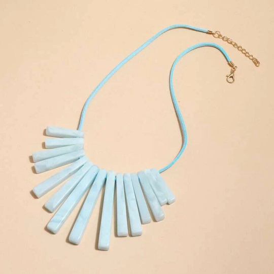 Powder Blue Rectangular Acrylic Bib Necklace