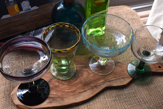 Unique Margaritas For Everyone Vintage Mexico Blown Glass Glasses Set 4 Heavy Authentic Fun Tequila Patron Boho Salt On Rim Funky