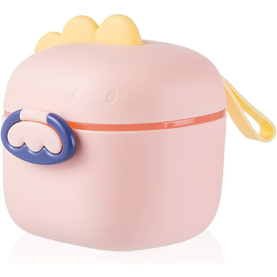 Milk Powder Dosing Box Portable Milk Box with Spoon Compartment Airtight Lid Baby Formula Dispenser Container, Pink Dinosaurs s