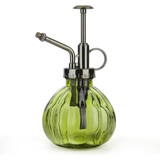 Deckon - 200ML Vintage Glass Spray Bottle with Pressure Pump, Fine Mist Sprayer for Indoor House Plants, Small Decorative Garden Plant Gift, Watering