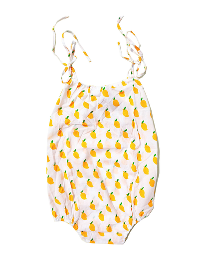 Cotton Romper, Organic Baby Girl Handmade Baby Romper, Citrus Trendy Clothes, Summer Fashion Girl Romper