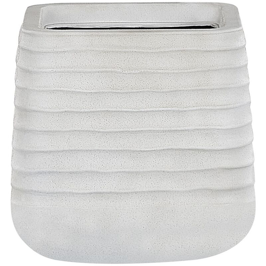 Beliani - Outdoor Garden Flower Pot Large 28 x 27 cm Square Planter Dirty White Parikia - White