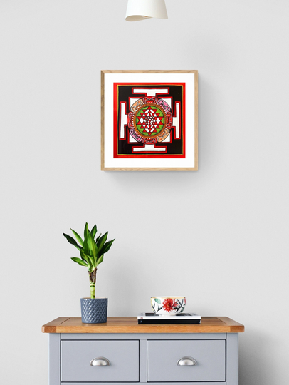 Seasonal Sale -Sri Yantra Mandala Thangka Painting | Art For Wealth & Success, Good Luck