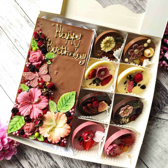 Chocolate Personalised Flowers, Artisan Hibiscus Gift