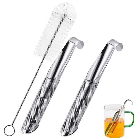 Set of 2 Stainless Steel Tea Filters Reusable Tea Diffuser Long Handled Tea Infuser Mesh Tea Strainer for Loose Tea, Spices, Rose, Perfect for