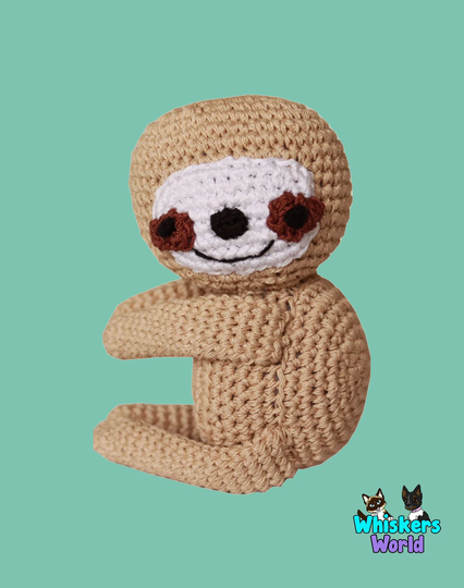 Sloth Organic Knit Dog Toy - Squeaker Plush Dog Toy Small Crochet Stuffed Handmade