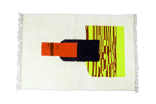 White Beni Ourain Rug - Modern Moroccan Rug Custom W-40_Yl-15_Br-02_Bk-39_rd-02