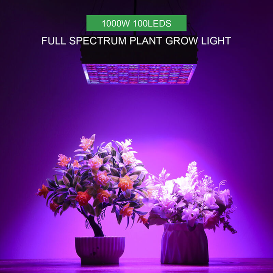 A C85-265V 1000W 100LEDs Full Spectrum Plant Grow Light Growth Lamp Lights Panel Double Dua Switch with H-anging Chains Rope for Vegetables Flower