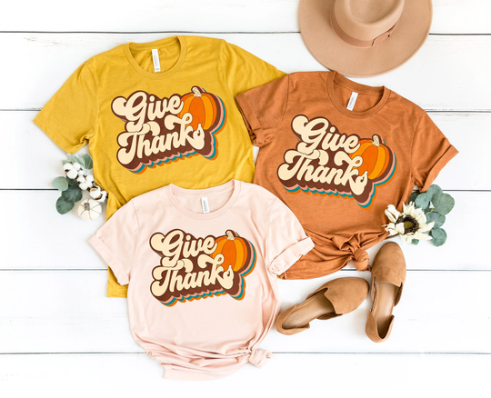 Thankful Family Tees - Thanksgiving Shirt Cute Fall Shirts Tee Pumpkin Spice Season Patch T-Shirts Xs 4Xl
