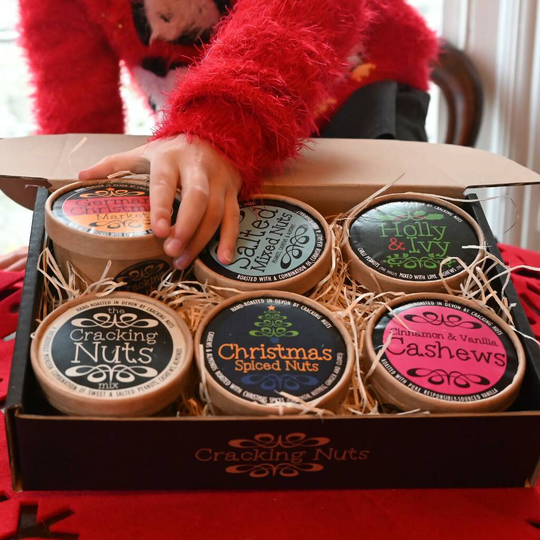 Christmas Gift Box Six Tubs Of Freshly Roasted Nuts