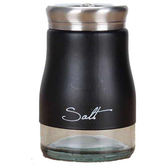 Fvbjd - Stainless Steel Salt and Pepper Shakers with Glass Bottom, Modern Kitchen Accessories black