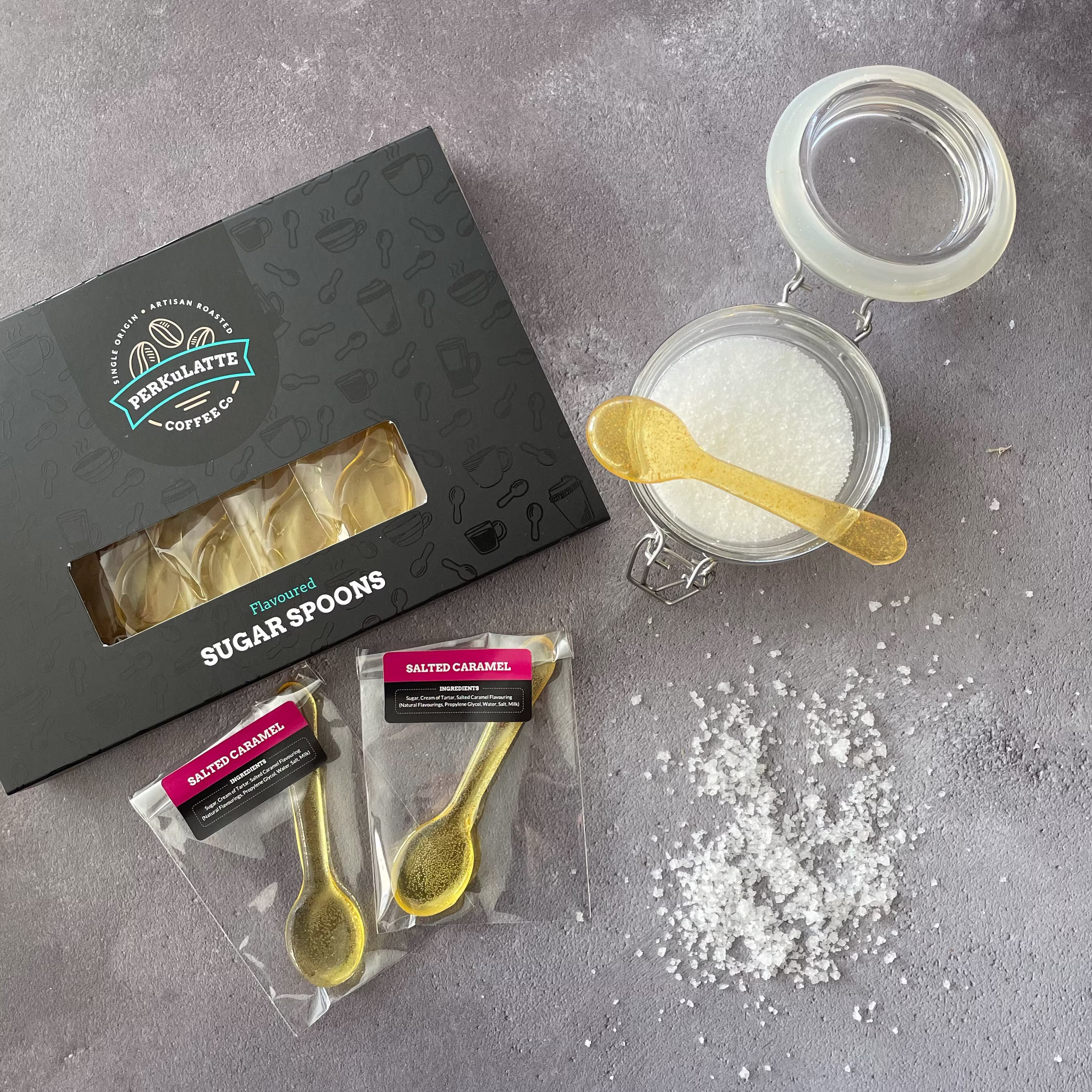 Salted Caramel Sugar Spoon - Coffee Syrup Christmas Gift Hot Chocolate Spoon Sweetener Perkulatte