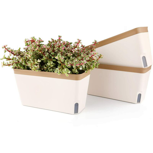 Einemgeld - 27CM Self Watering Flower Pots, pp Plastic Plants with Visual Water Level - Set of 3, Pot for Aloe, Succulent Herbs, Home Decor Flower