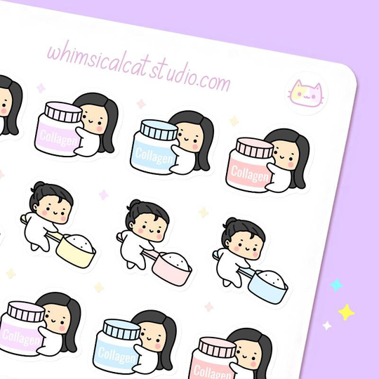 Collagen Powder Planner Sticker Sheet For Planners/ Journals/ Bujo/ Diy Scrapbooking