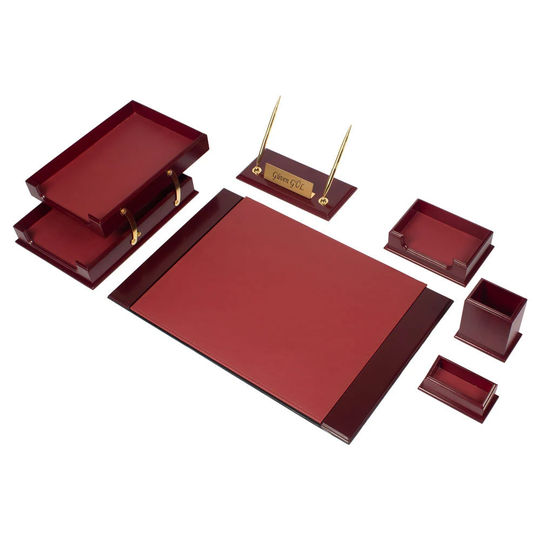 Prestij Wood Desk Set-Office Organizer Set-Leather Organizer-Combination-Best Gift-Leather Set - Valentines Gifts For Him