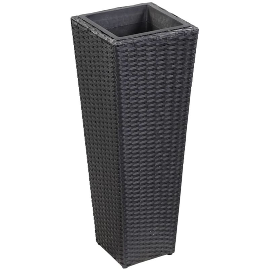 Asupermall - Garden Raised Bed 30x30x80 cm Poly Rattan Black