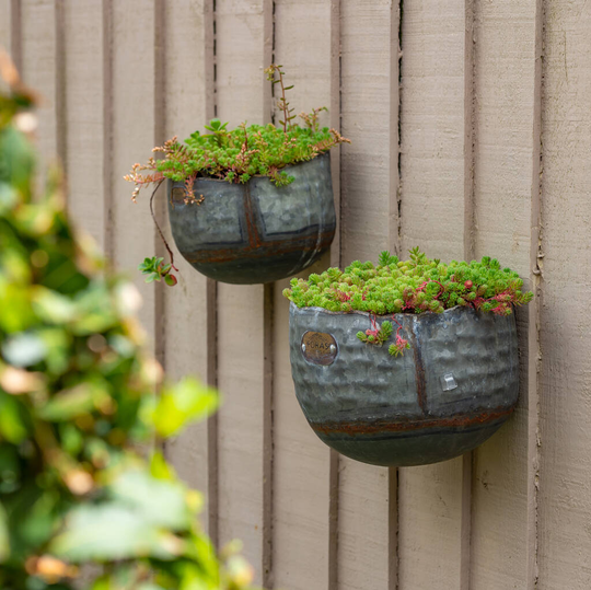 Myrtle Galvanised Zinc Set Of Two Wall Planters