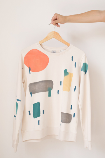 Color Cloud - Classic/Hand-Painted Organic Cotton Sweatshirt Abstract Print