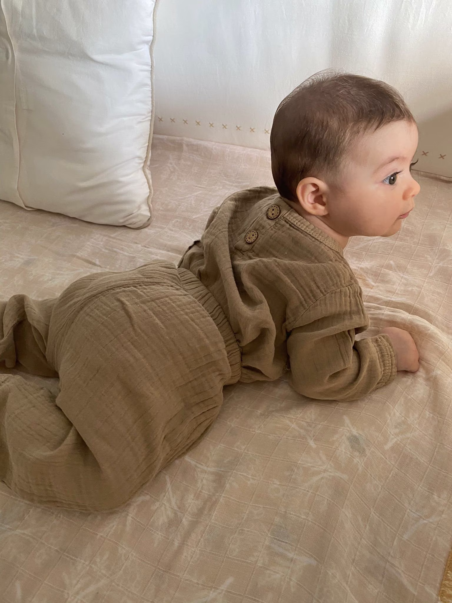 Oak, Boho Baby Clothes, Natural Dyeing Cloth, Organic Cotton Muslin, Gots Certificate, Kids Long Tshirt, Tracksuit Suit, Unisex