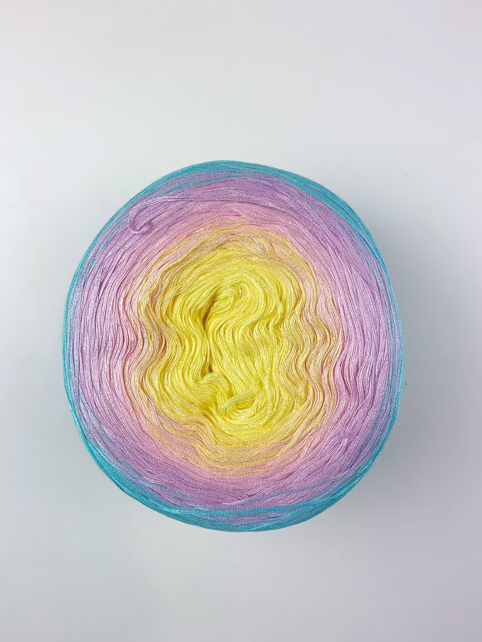 Organic Cotton Yarn Cake, Yellow, Pink, Aqua, Cotton Cake, 4Ply Cake, 1000 Meter Cake, 100% Gradient Cake, Shawl