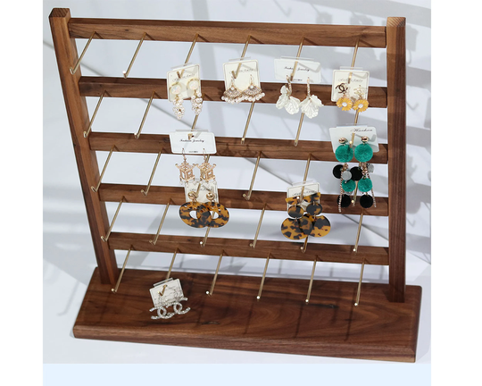 Walnut Wood Earring Card Display, Holder, Wooden Jewelry Organizer Stand Ds1241