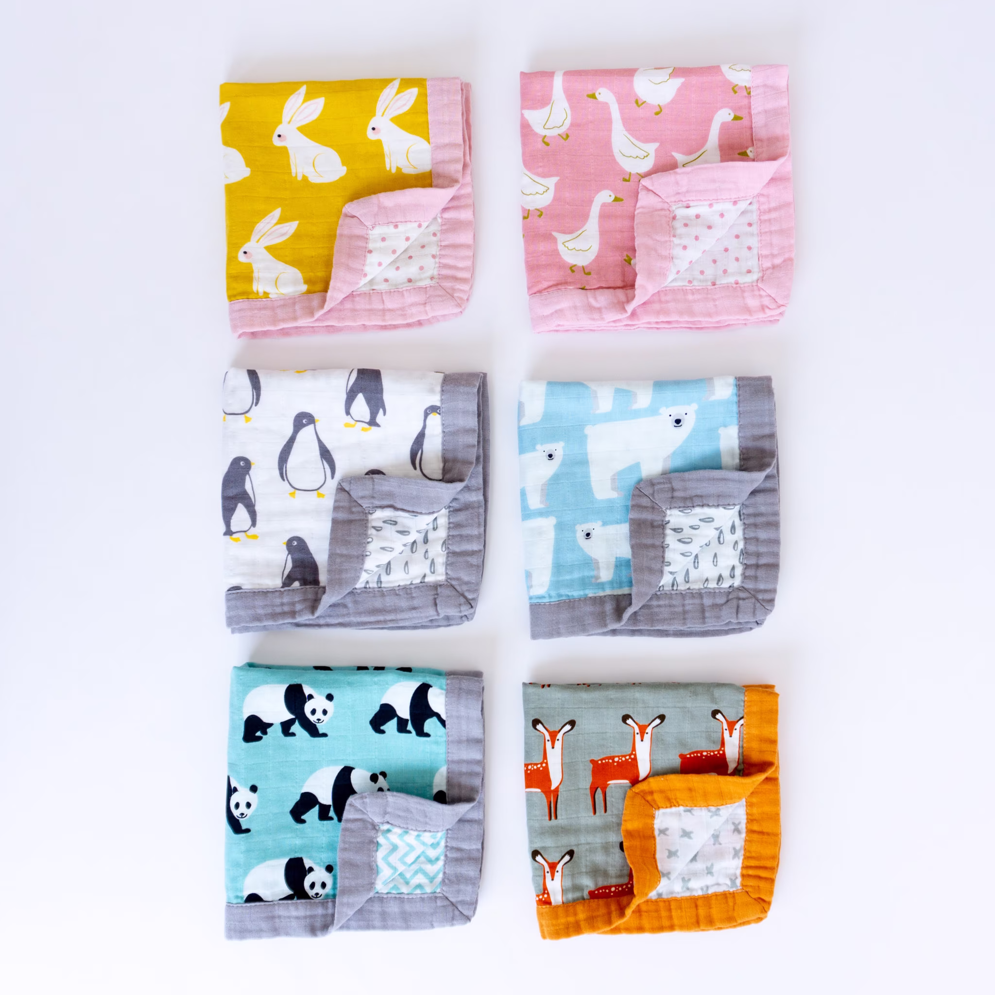 Tiny Alpaca | Organic Cotton Muslin Baby Comforter, Security Blanket For Babies & Toddlers 4 Layers Animal Designs 40x40cm