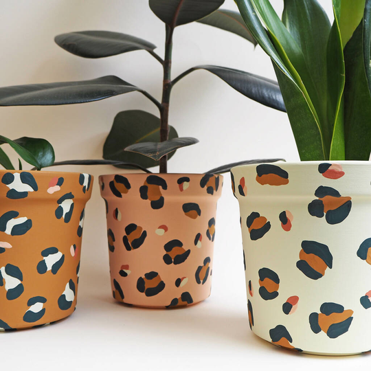 Large Hand Painted Leopard Print Plant Pot