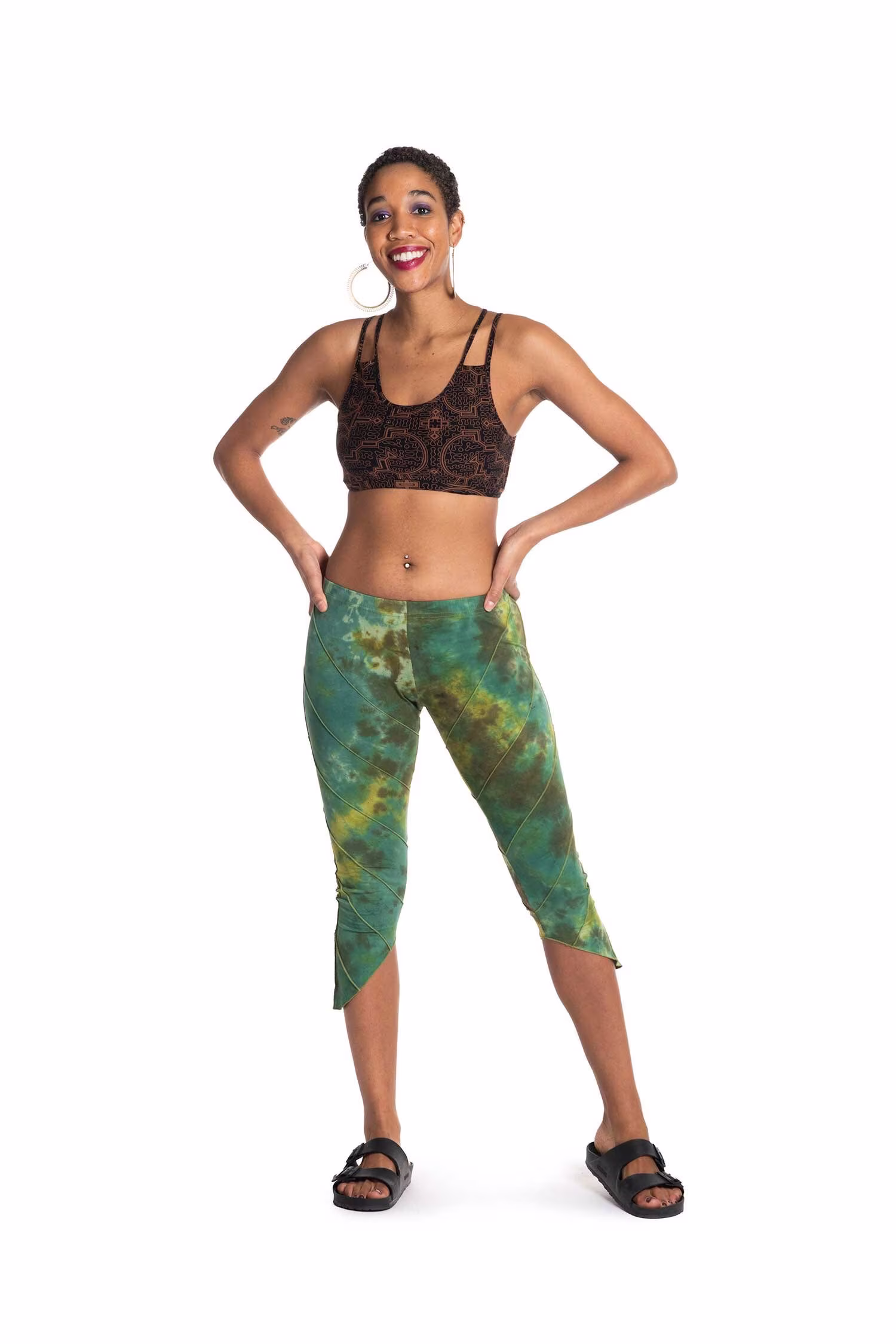 Organic Cotton Pixie Leggings in Green Tie Dye