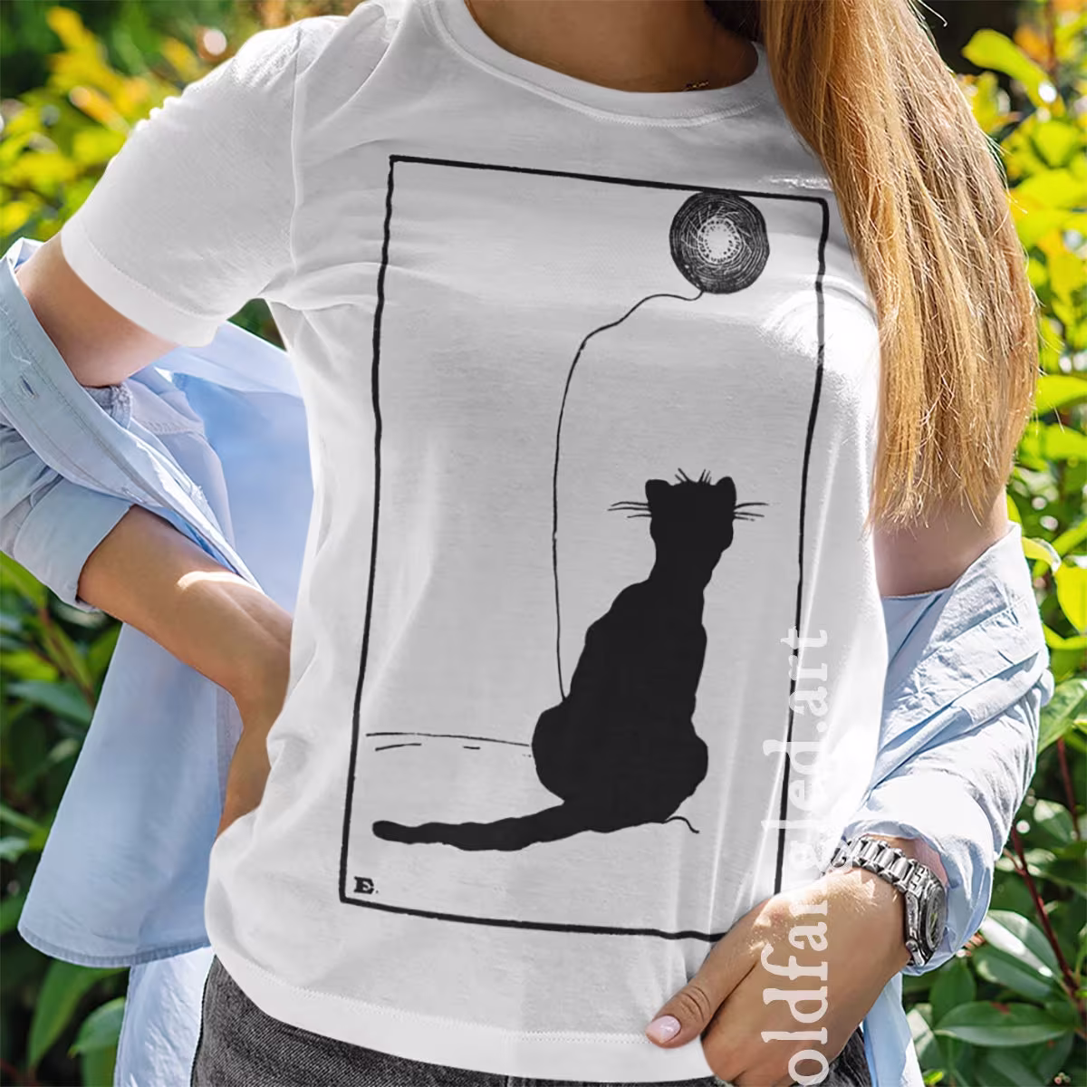 Cat & Ball | 1898 - Unisex Organic T-Shirt, Vintage Style Art T-Shirt