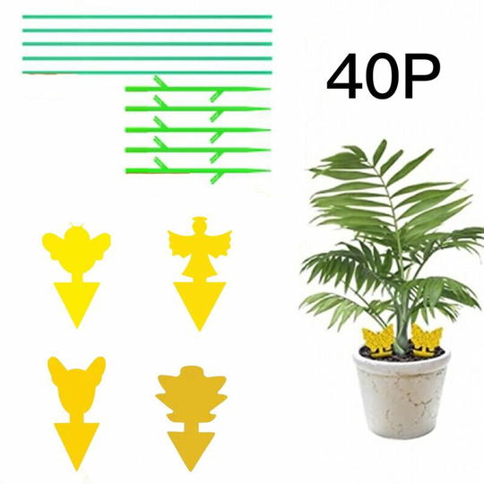 40pcs Insect Traps Sticky Traps Double-Sided Glue Stickers Waterproof Yellow Fly Catchers White Aphids for Garden Plant Flower