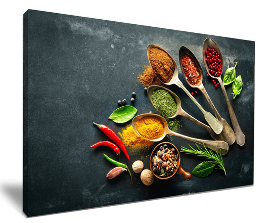 Kitchen Herbs & Spices Hd Framed Canvas Wall Art Picture Print