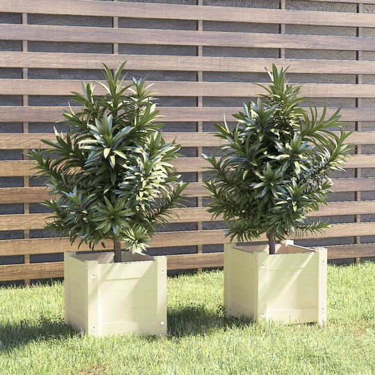 Asupermall - Garden Planters 2 pcs White 31x31x31 cm Solid Pinewood