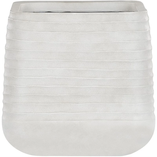 Beliani - Outdoor Garden Flower Pot Large 50 x 49 cm Square Planter Dirty White Parikia - White