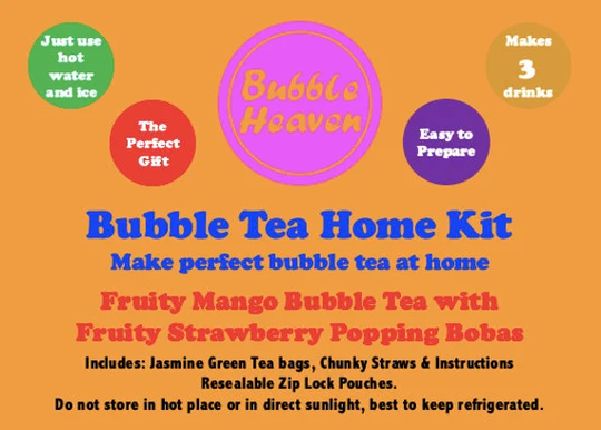 Fruity Mango Bubble Tea With Strawberry Popping Bobas