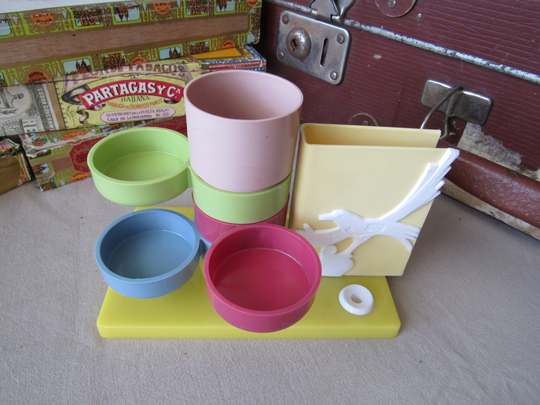 Vintage Desk Organizer, Retro Plastic Storage, Office Accessory Organizer