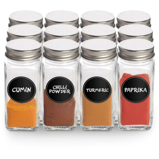 Spice Jars With Shaker Lids - Set Of 12 120ml