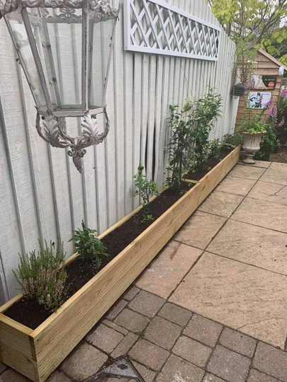 Wooden Planter - Fitted Lining, Large Planter, Outdoor Garden Raised Trough