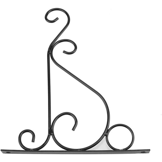 Bearsu - Wall Mounted Hanging Planters Bracket Metal Iron Holder Wind Chimes Lanterns Bird Feeder Flowerpot Hook for Garden Decoration (Black)