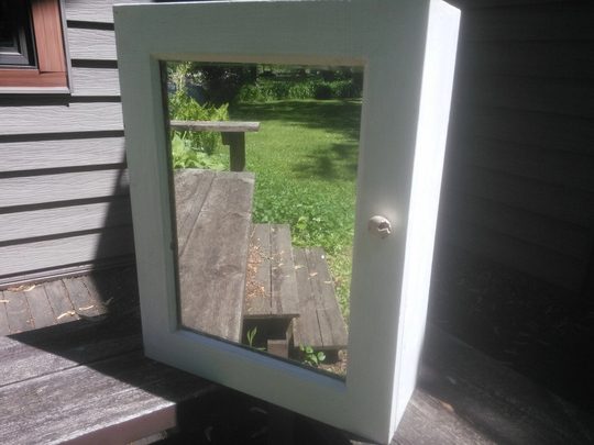 Vintage Wood Medicine Cabinet - White Storage Box Farmhouse Decor Organizer