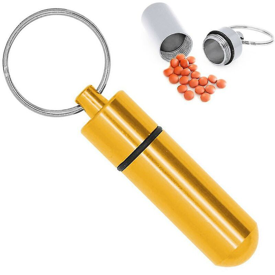 Aluminum key ring Medicine pill box. Medicine Waterproof Portable Mini Travel Pill Case
